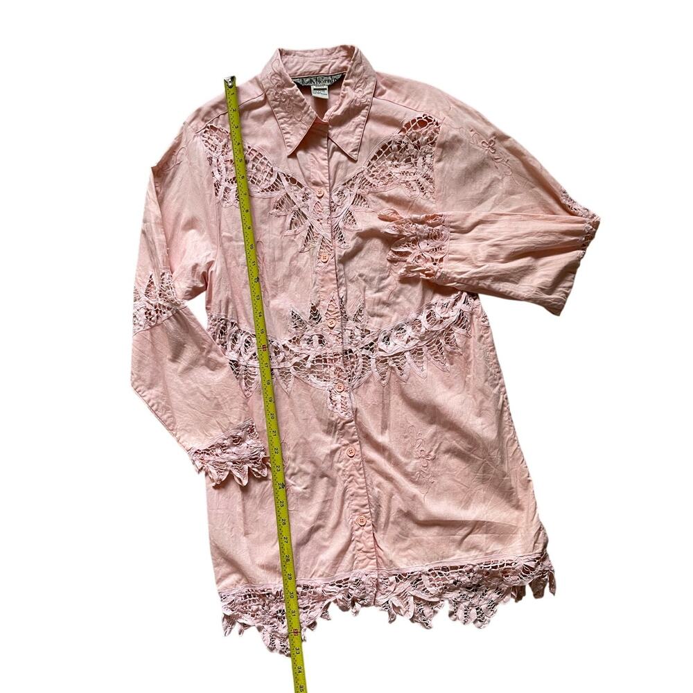 Vintage Lace Soft Pink Button Down Dress Womens Size Small Western Cottage boho - Picture 6 of 10